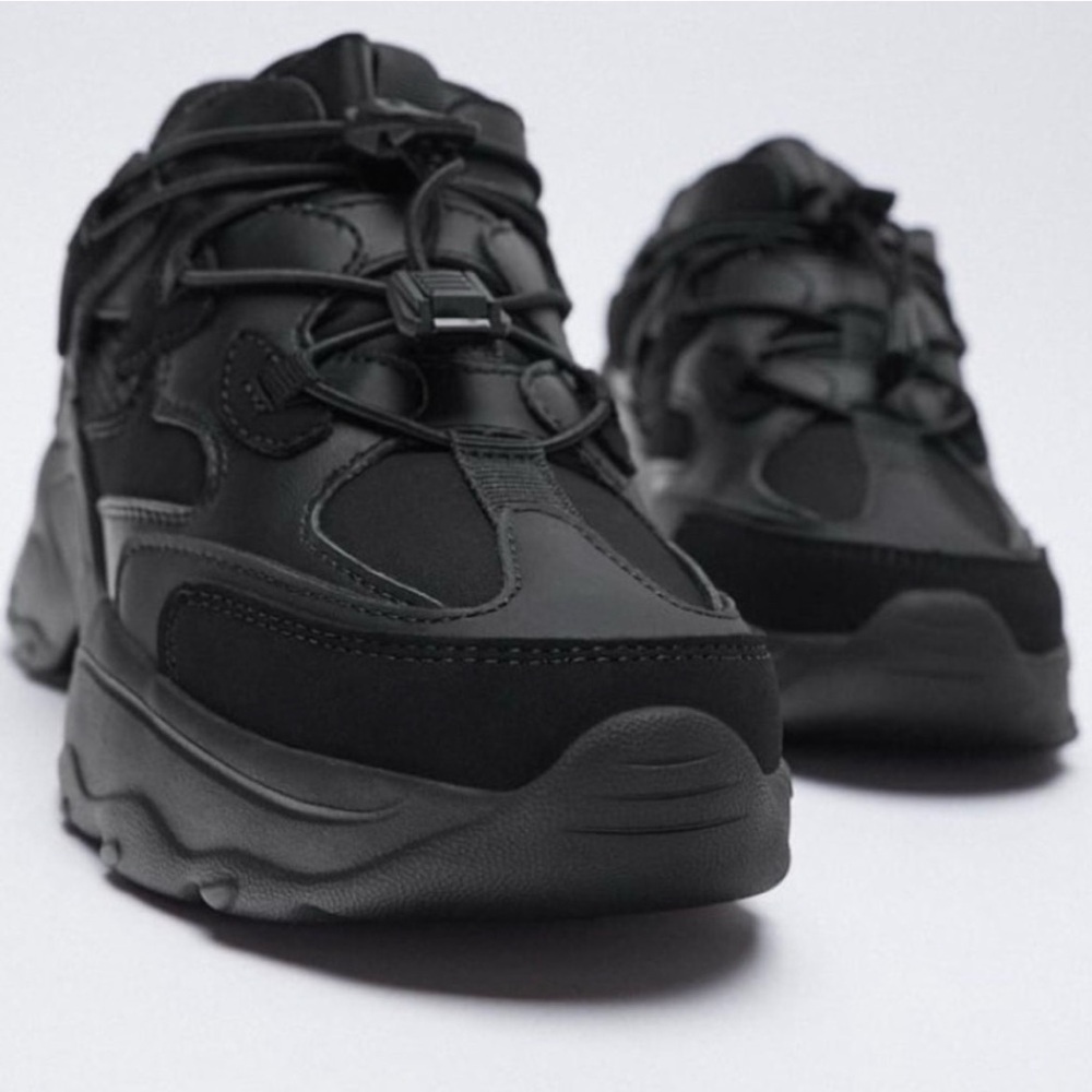 Zara Black Chunky Platform Sneakers